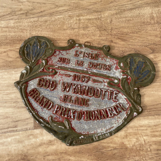 FRENCH VINTAGE AGRICULTURE PLAQUE TROPHY AWARD ANIMALS PRIZE SIGN 1957 11032520