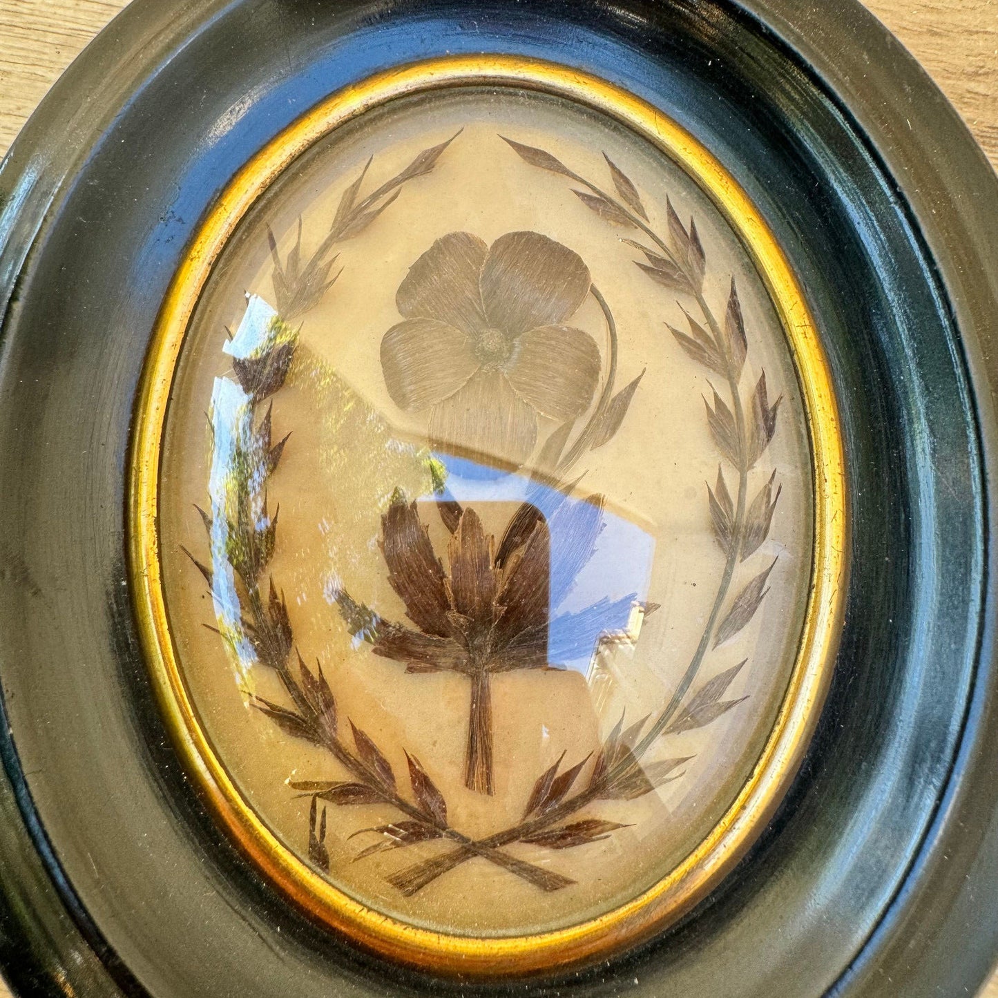 French frame reliquary black wood medallion Napoléon III Hair 0601262 Fleamarketfrance
