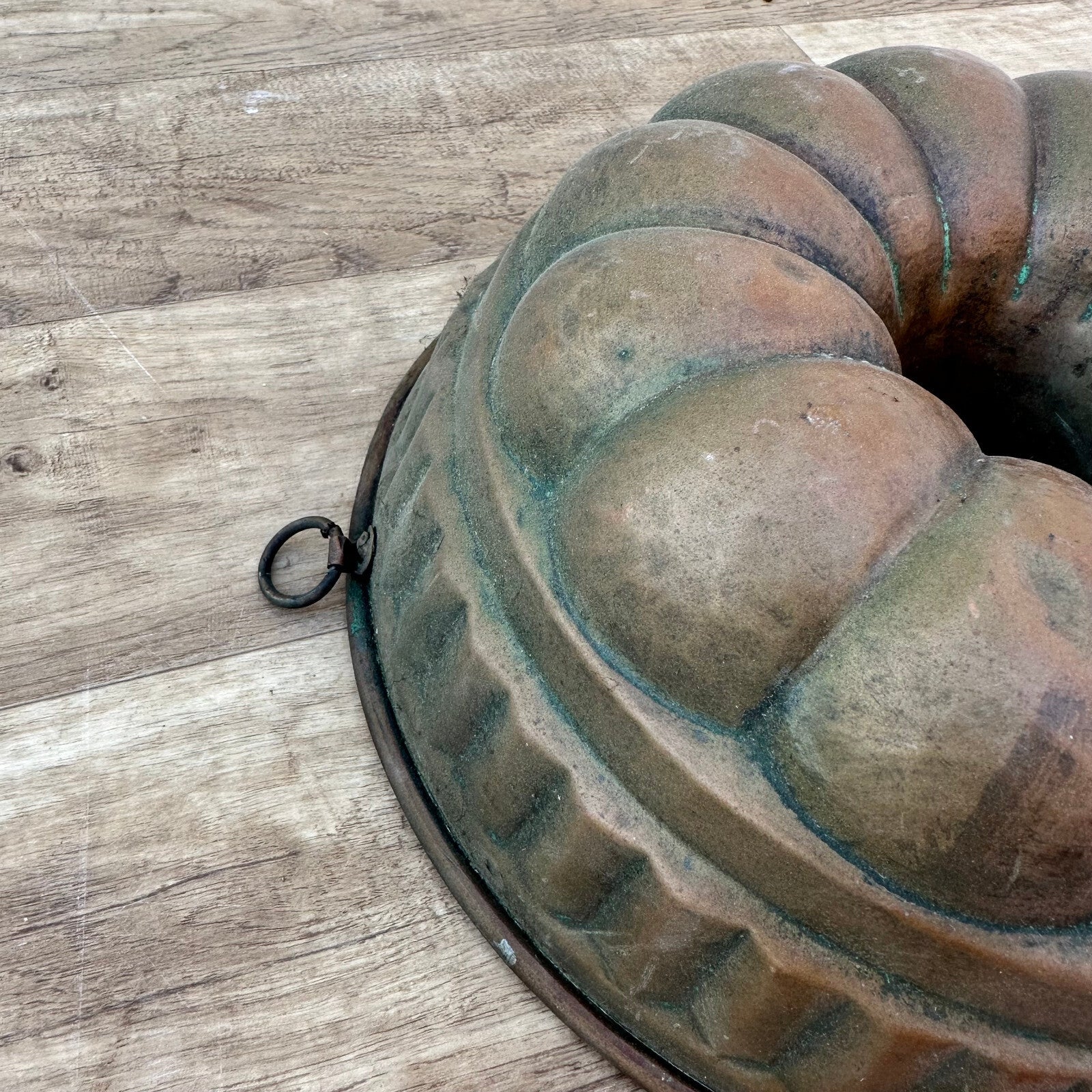 French Copper Bundt Mold Vintage Tin Lined Cake Pan 11" Fluted 07122310 Unbranded