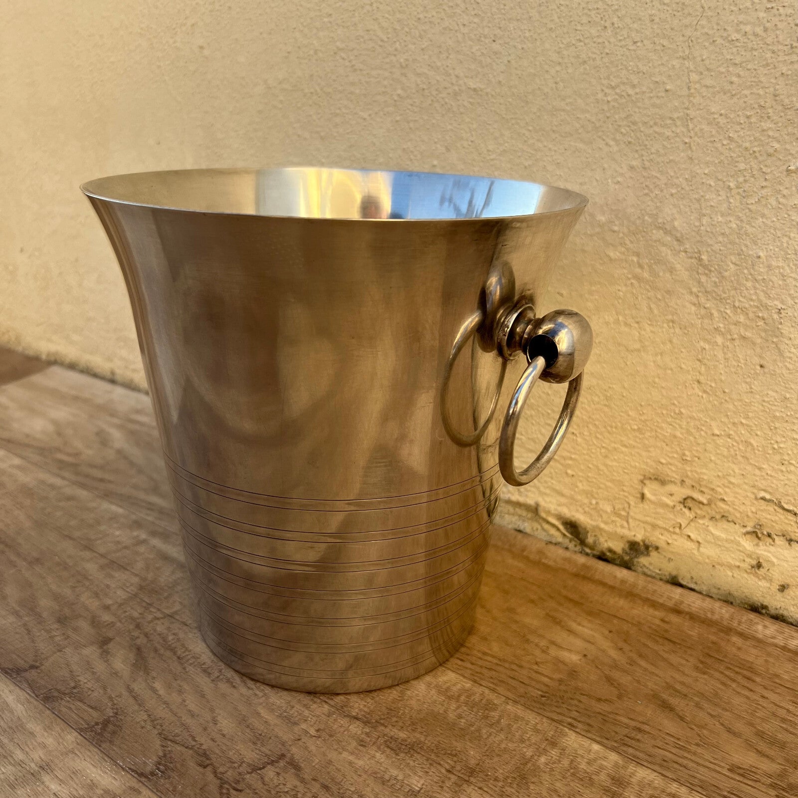 French Silver Ice Bucket Champagne Cooler Ring Handles Vintage 09032515 Fleamarketfrance