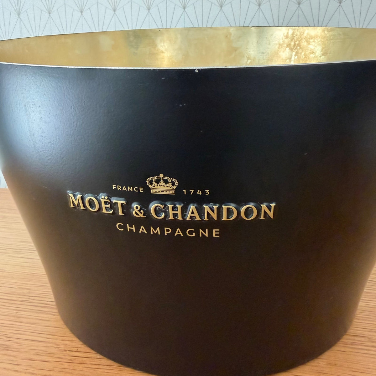 French Champagne Ice Bucket Black Metal Wine Cooler Moet chandon 0409269