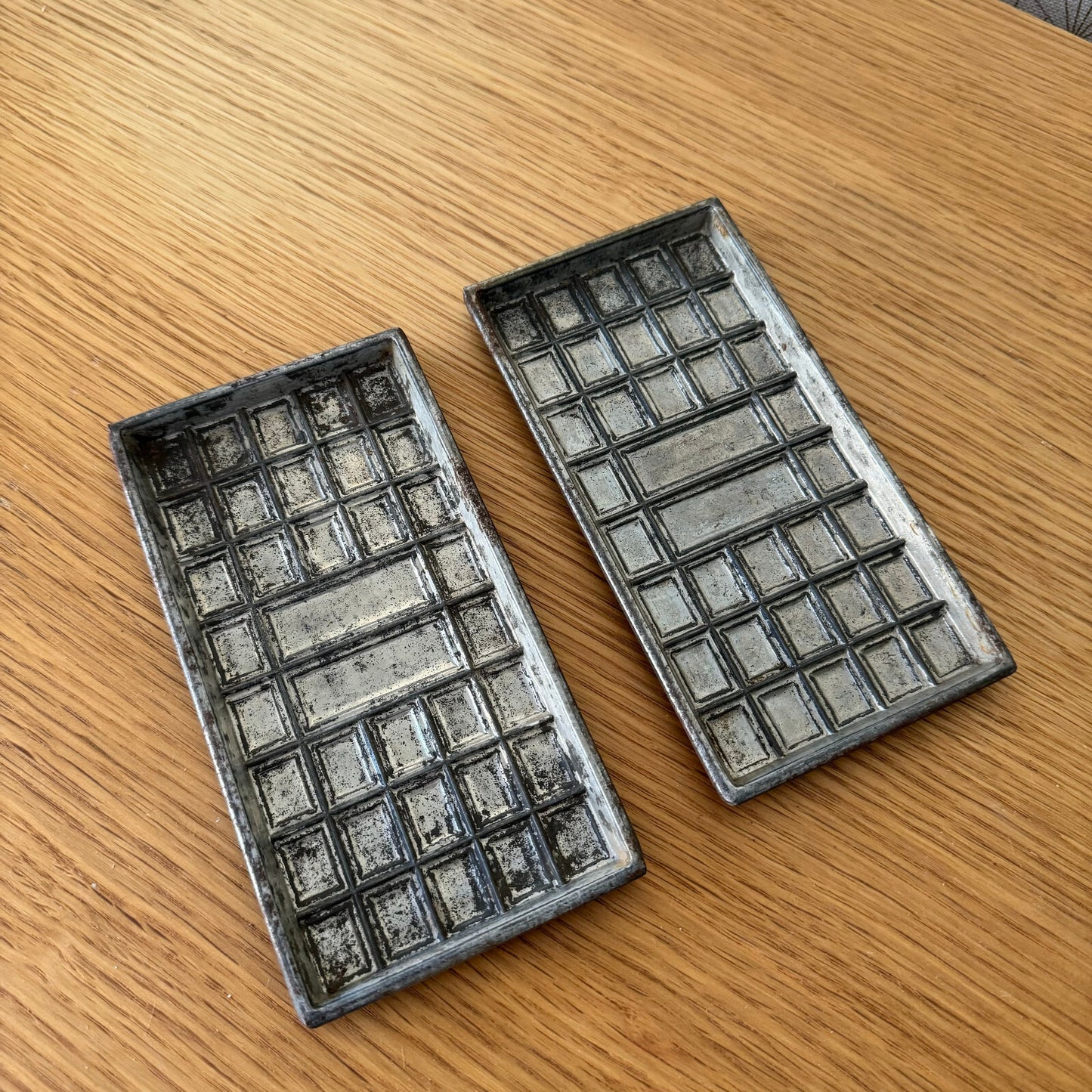 French Chocolate Molds Vintage Metal Bar Tablet Moulds Set of 2 1404248 Unbranded