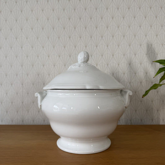 French Tureen Earthenware White Fruits Bowl Terre De Fer 2502261 Fleamarketfrance