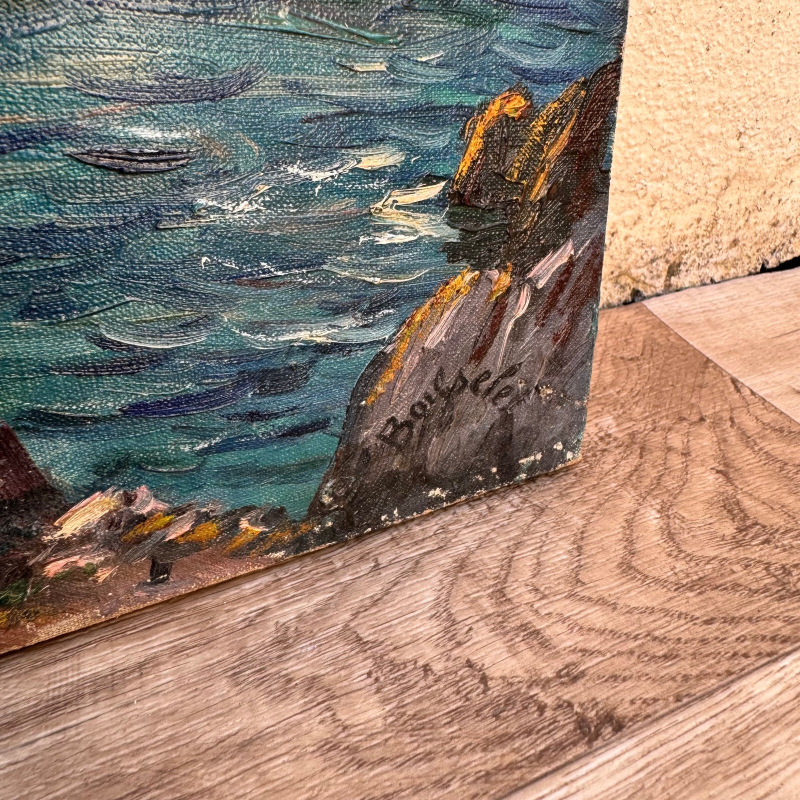 French Coastal Oil Painting Provence Riviera Seascape Signed 07062412 Fleamarketfrance