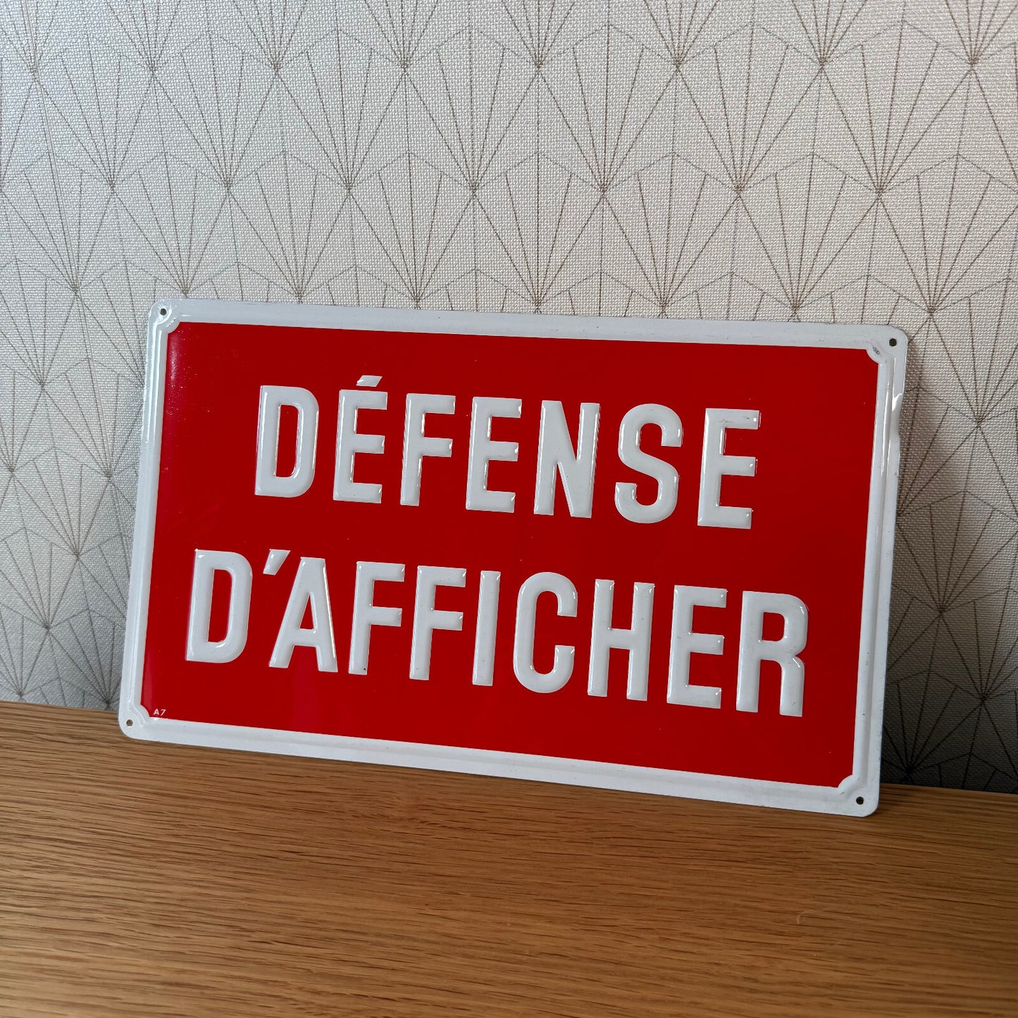 Vintage French Street Sign Metal Plaque Defense D'Afficher Red 2212243 Fleamarketfrance