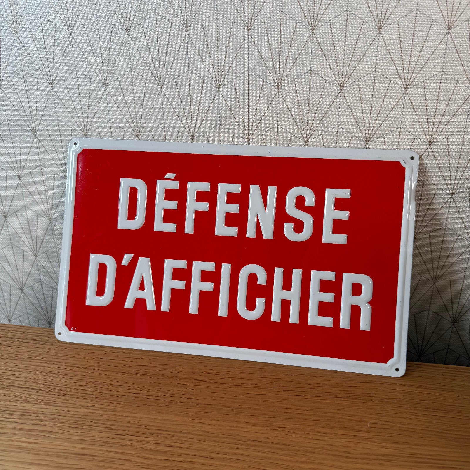 Vintage French Street Sign Metal Plaque Defense D'Afficher Red 2212243 Fleamarketfrance