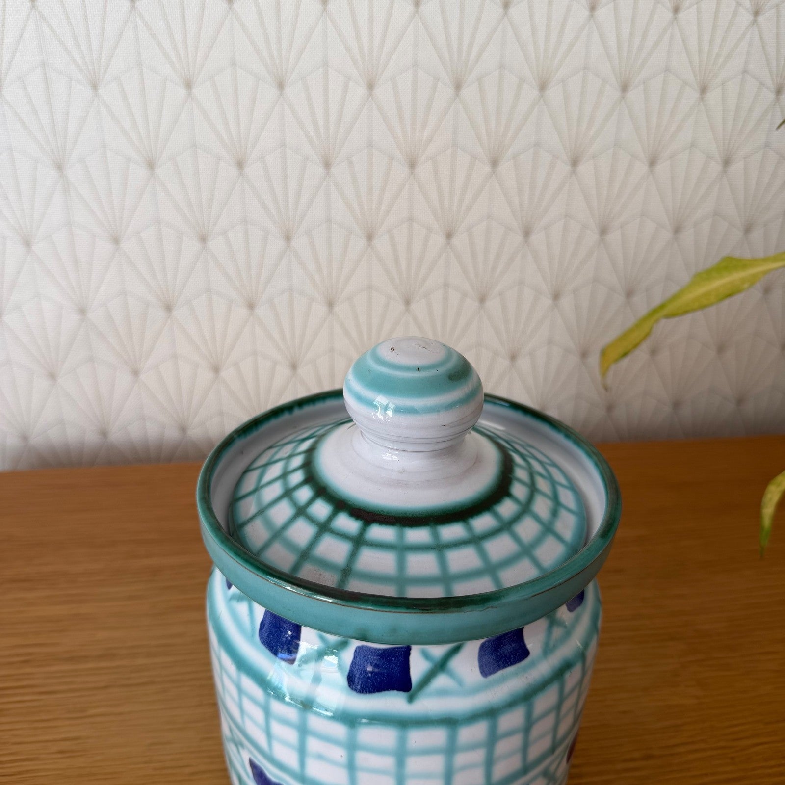 Detail of Robert Picault jar interior showing glazed ceramic surface