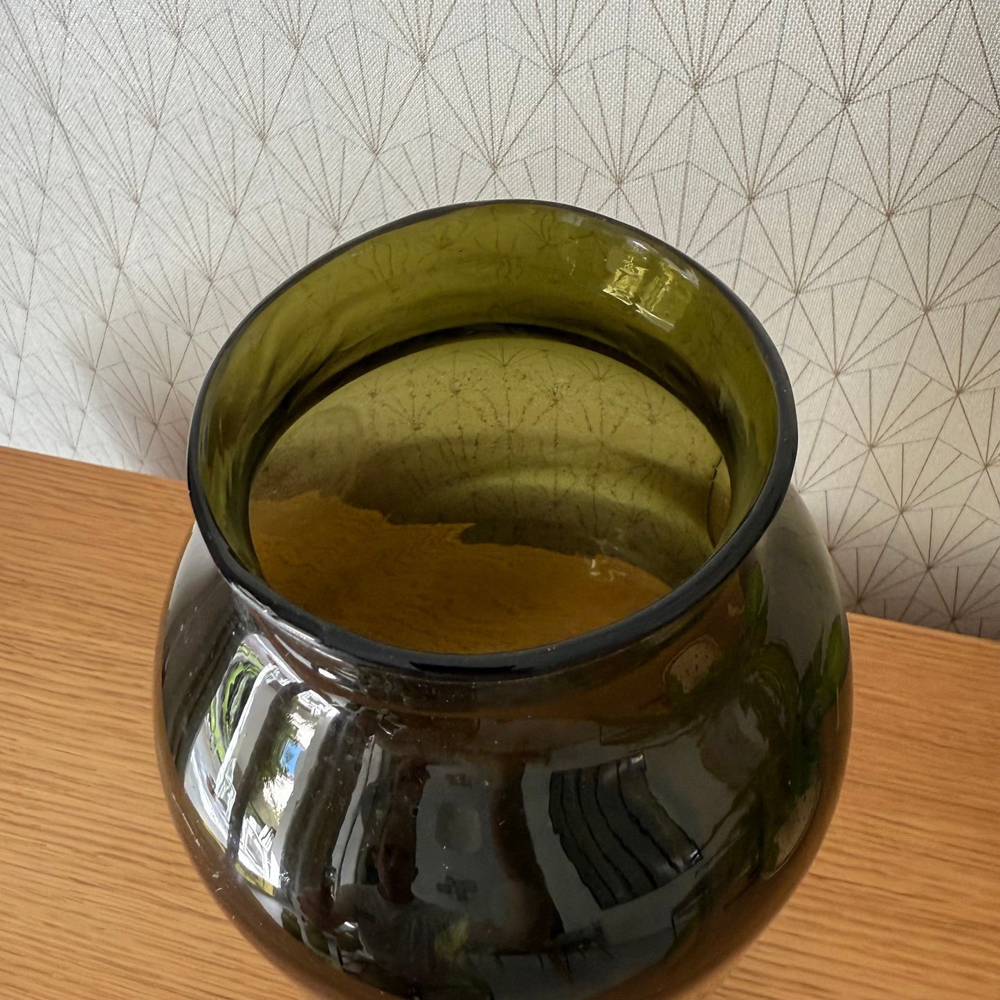 Antique French Hand Blown Green Glass Pickling Truffle Bocal Jar 12 1/4"08092512