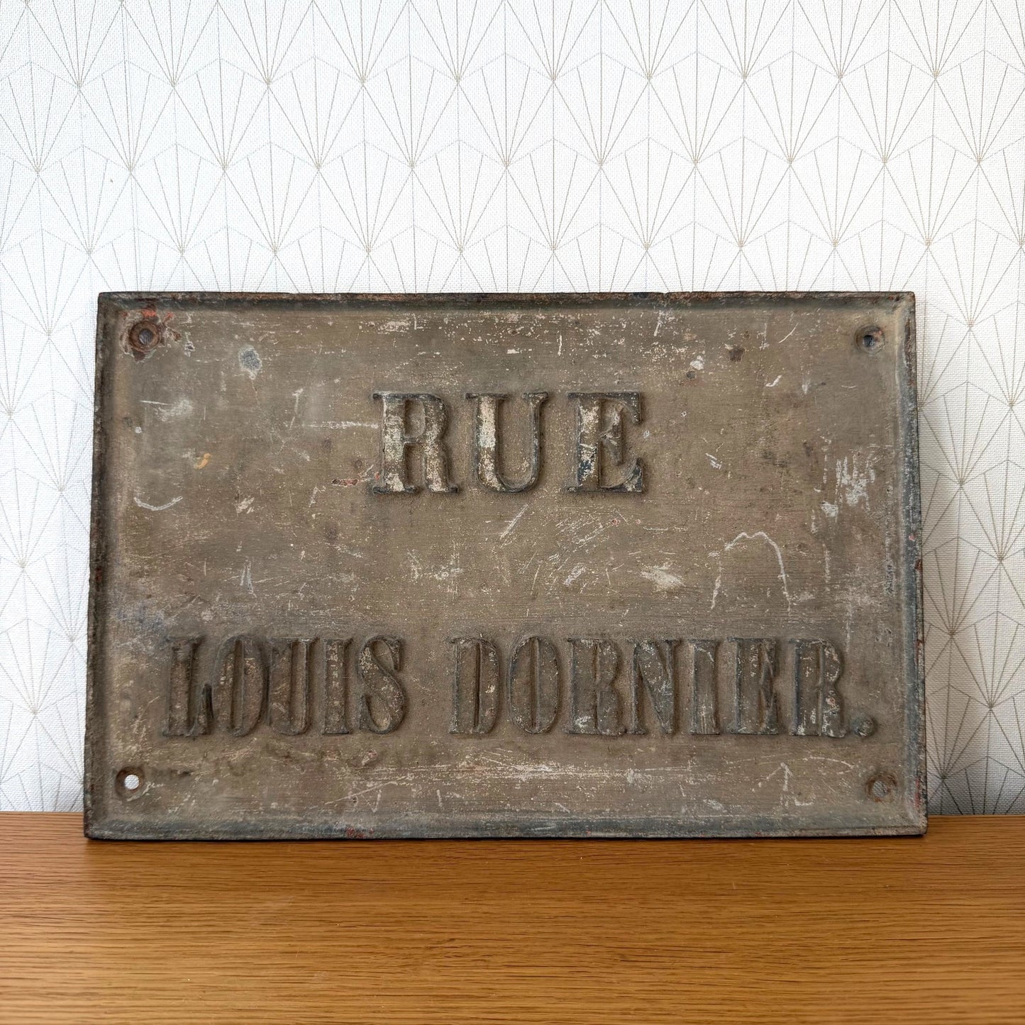 Antique French Cast Iron Street Sign Rue Louis Dornier 0107268 Fleamarketfrance