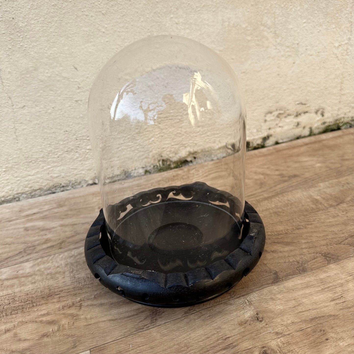 Antique French Glass Display Dome Cloche Wood Base Victorian 16122323 Globe