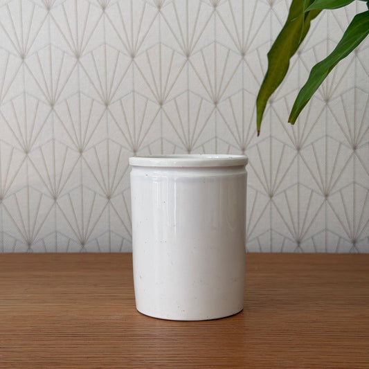Vintage French Confit Pot White Stoneware Ceramic Crock 1602256 Unmarked