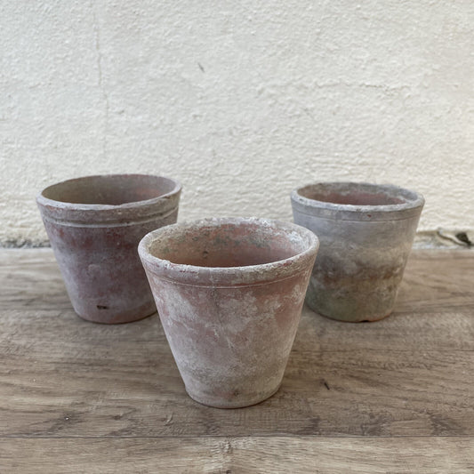 Vintage French Lot of 3 Terracotta Pots Planter Flowers 1403254