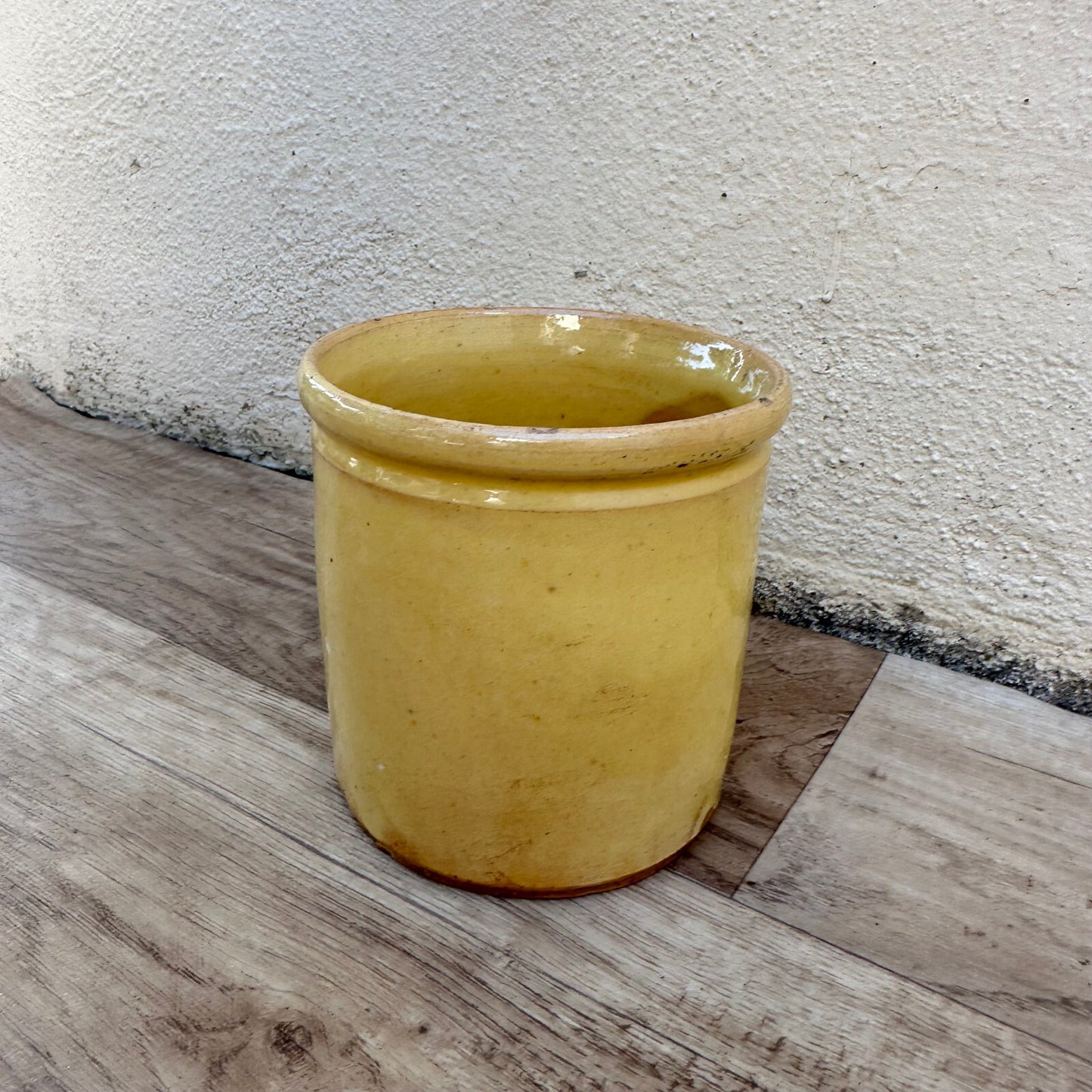 Antique French Yellow Glazed Ceramic Jam Pot Circa 1900 0503255 Unmarked