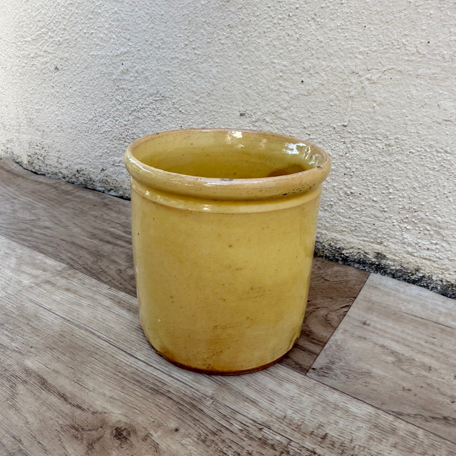 Antique French Yellow Glazed Ceramic Jam Pot Circa 1900 0503255 Unmarked