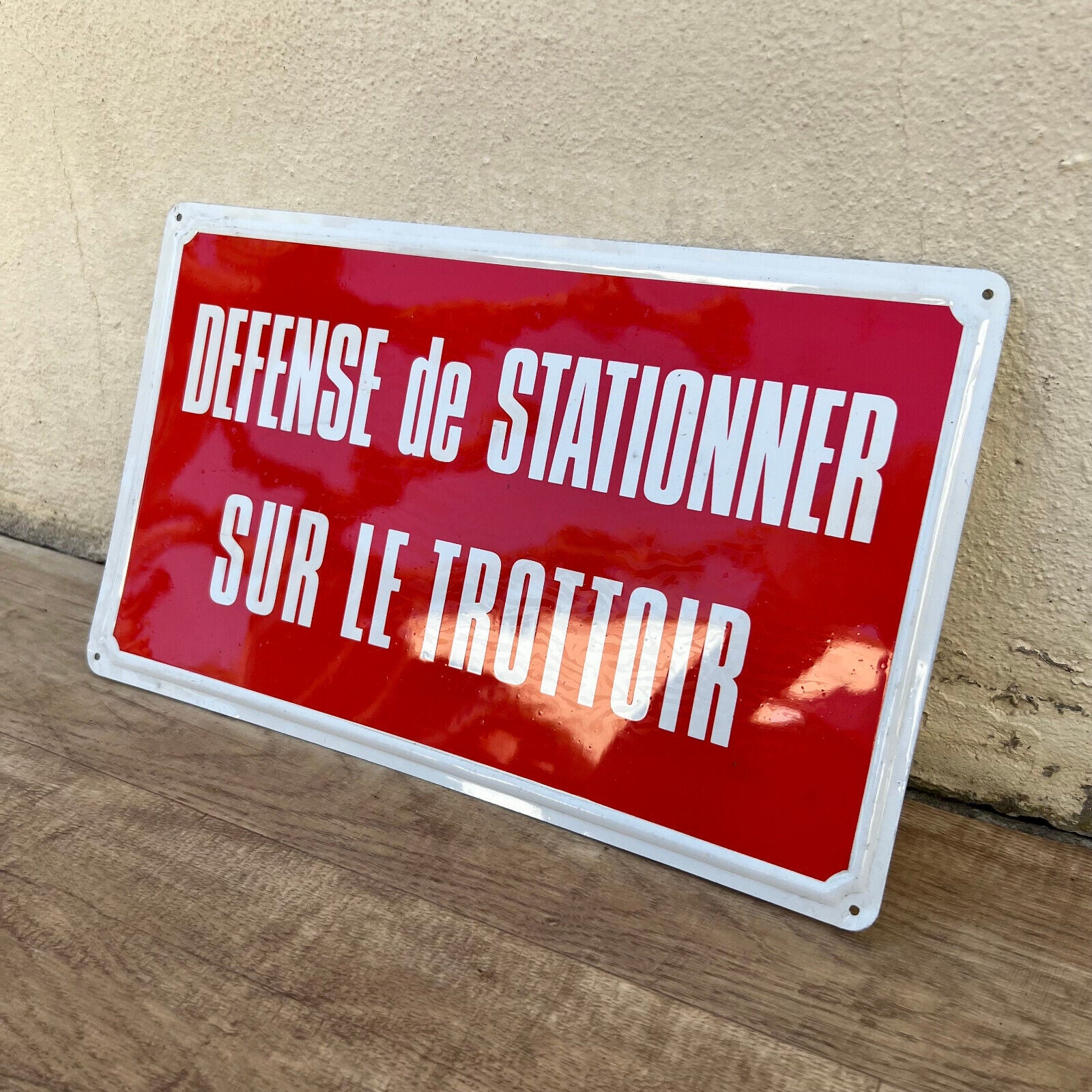 French Street Sign Plaque - Defense de stationner 17072214 - Fleamarketfrance