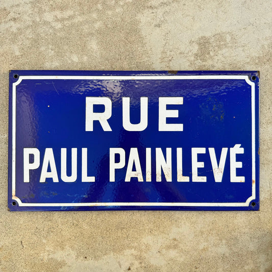 Vintage French Street Sign RUE PAUL PAINLEVE Blue Enamel Plaque 23042458 Fleamarketfrance