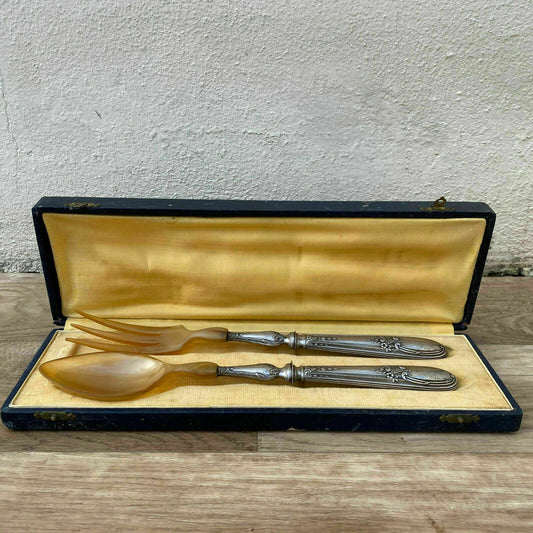 Antique French Sterling silver Salad Serving Set PARIS 11122011 - Fleamarketfrance