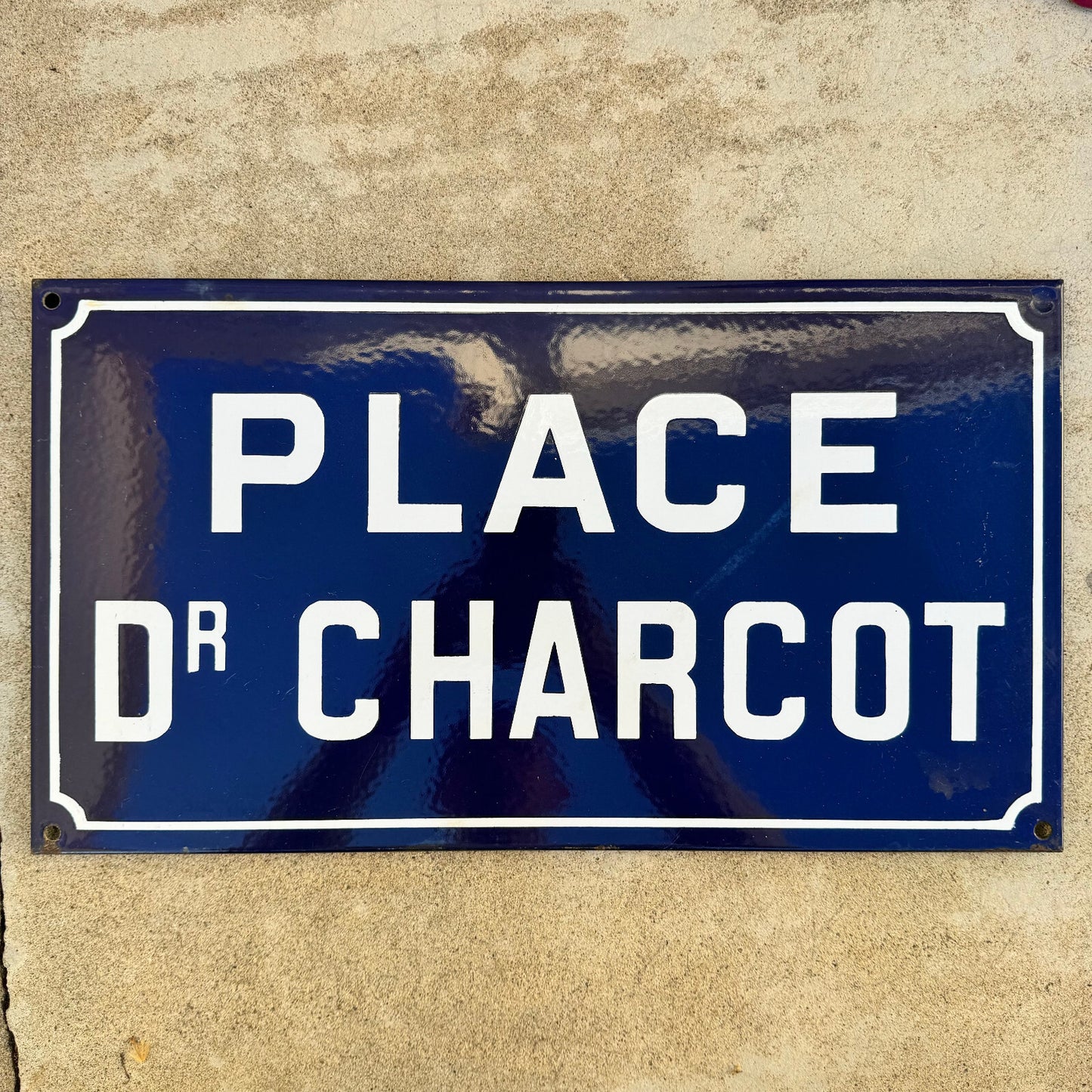 Vintage French Enamel Street Sign Place Dr Charcot Blue White 23042455 Fleamarketfrance