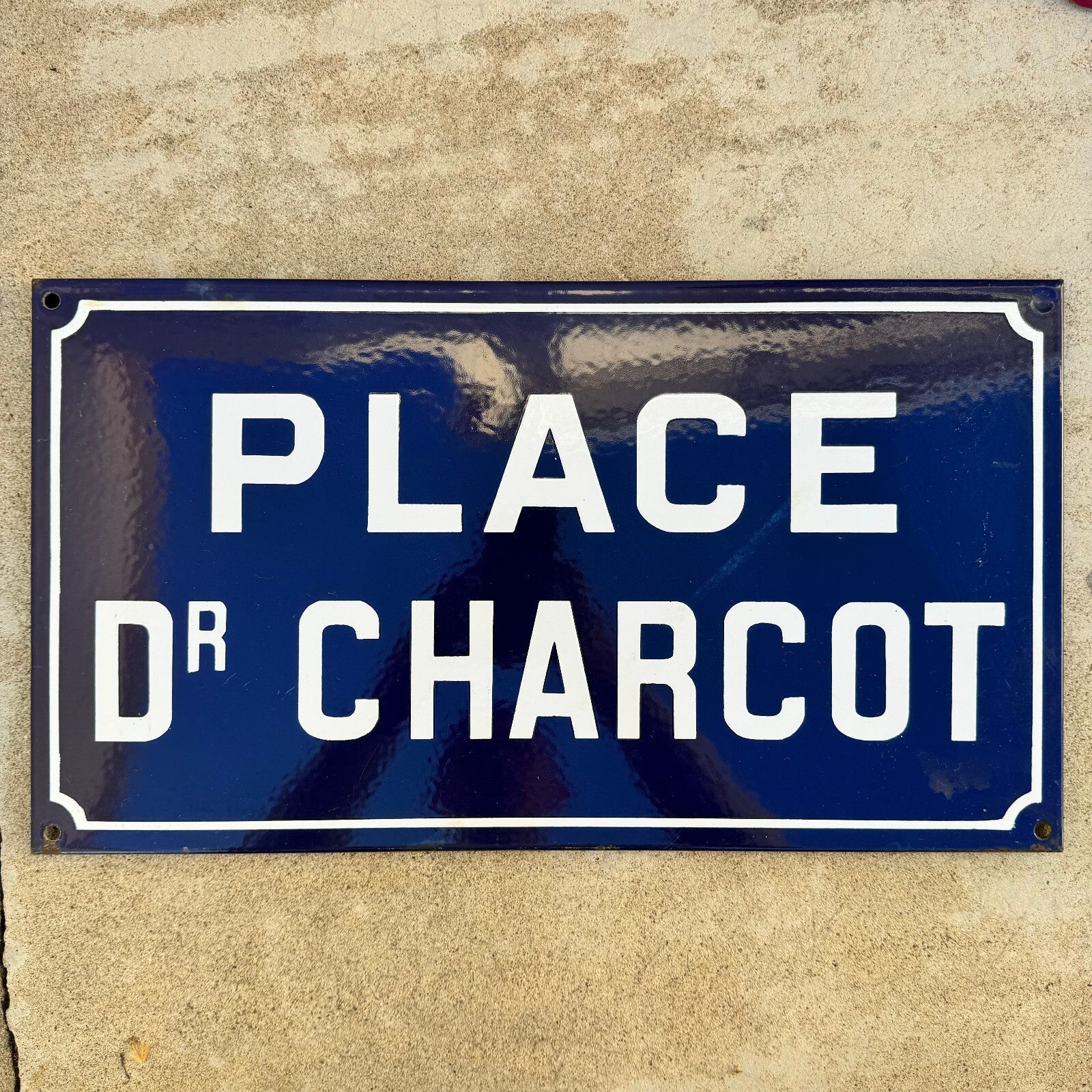 Vintage French Enamel Street Sign Place Dr Charcot Blue White 23042455 Fleamarketfrance