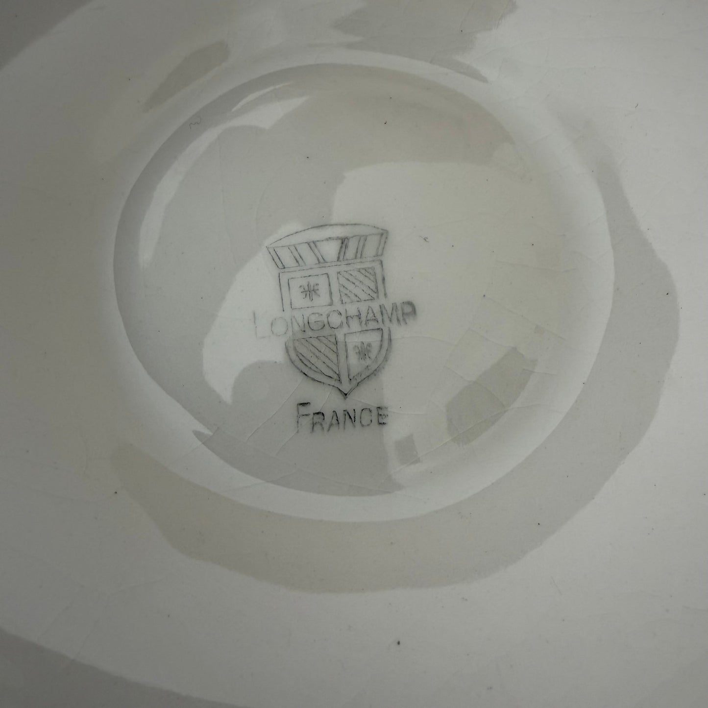 Set of 6 Vintage French Oyster Plate Longchamp France white 2010253