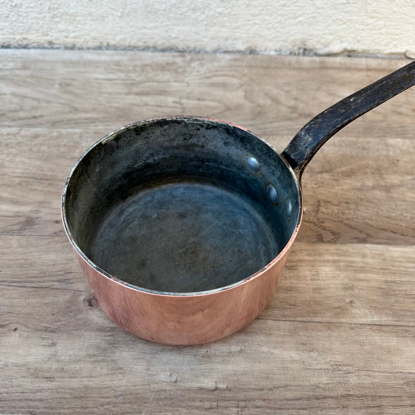 French Copper Saucepan 14cm Tin Lined Cast Iron Handle Vintage 0703237 Unbranded
