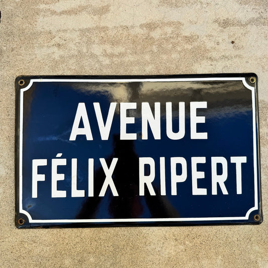 Vintage French Enamel Street Sign Avenue Felix Ripert Blue White 13042415 Fleamarketfrance