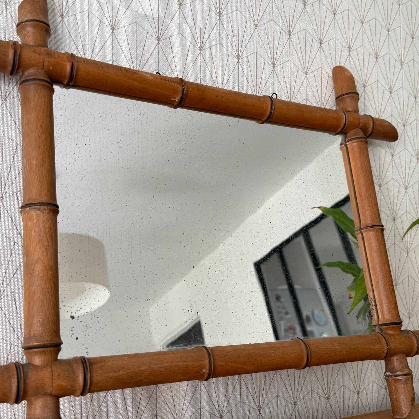 Vintage French wood faux bamboo  WALL-HANGING MIRROR 03072514
