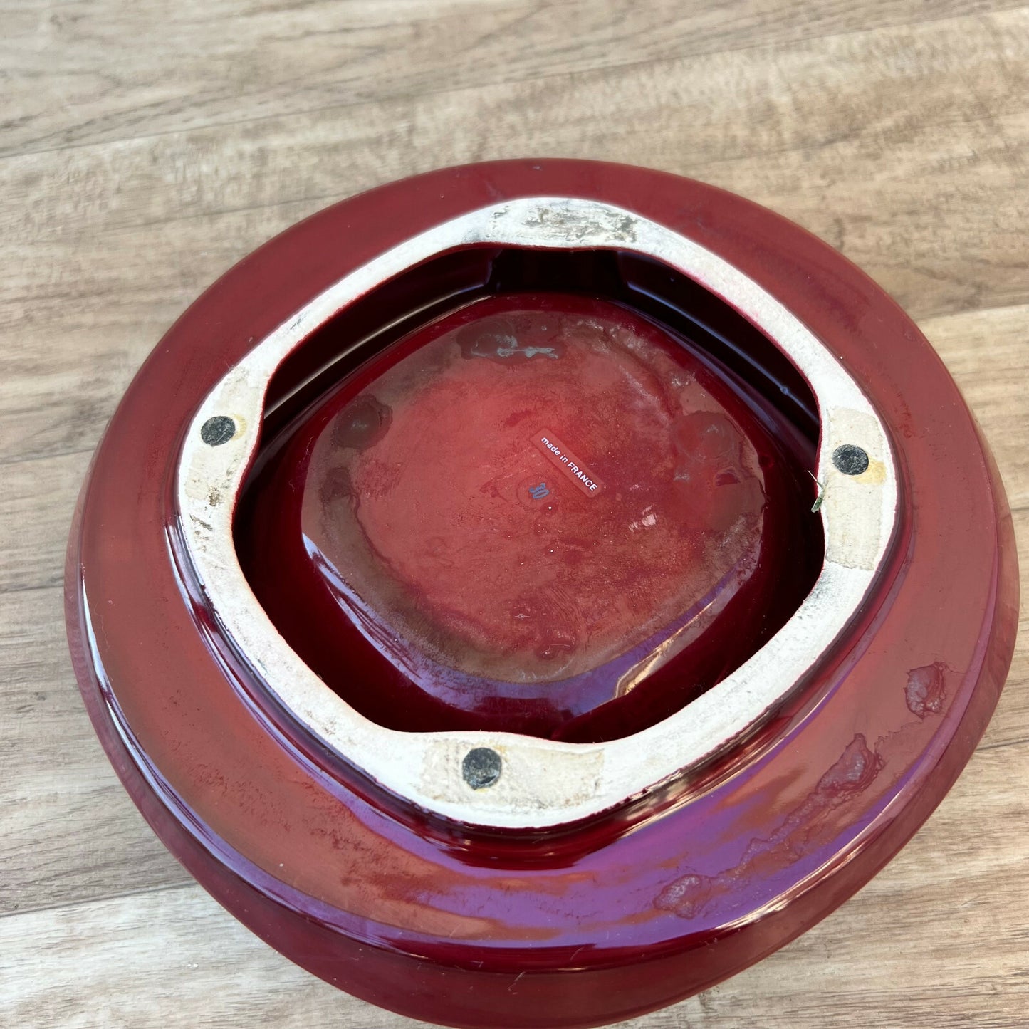 Vintage French Laurent Perrier Champagne Red Glass Ashtray Bistro 04032212 Fleamarketfrance