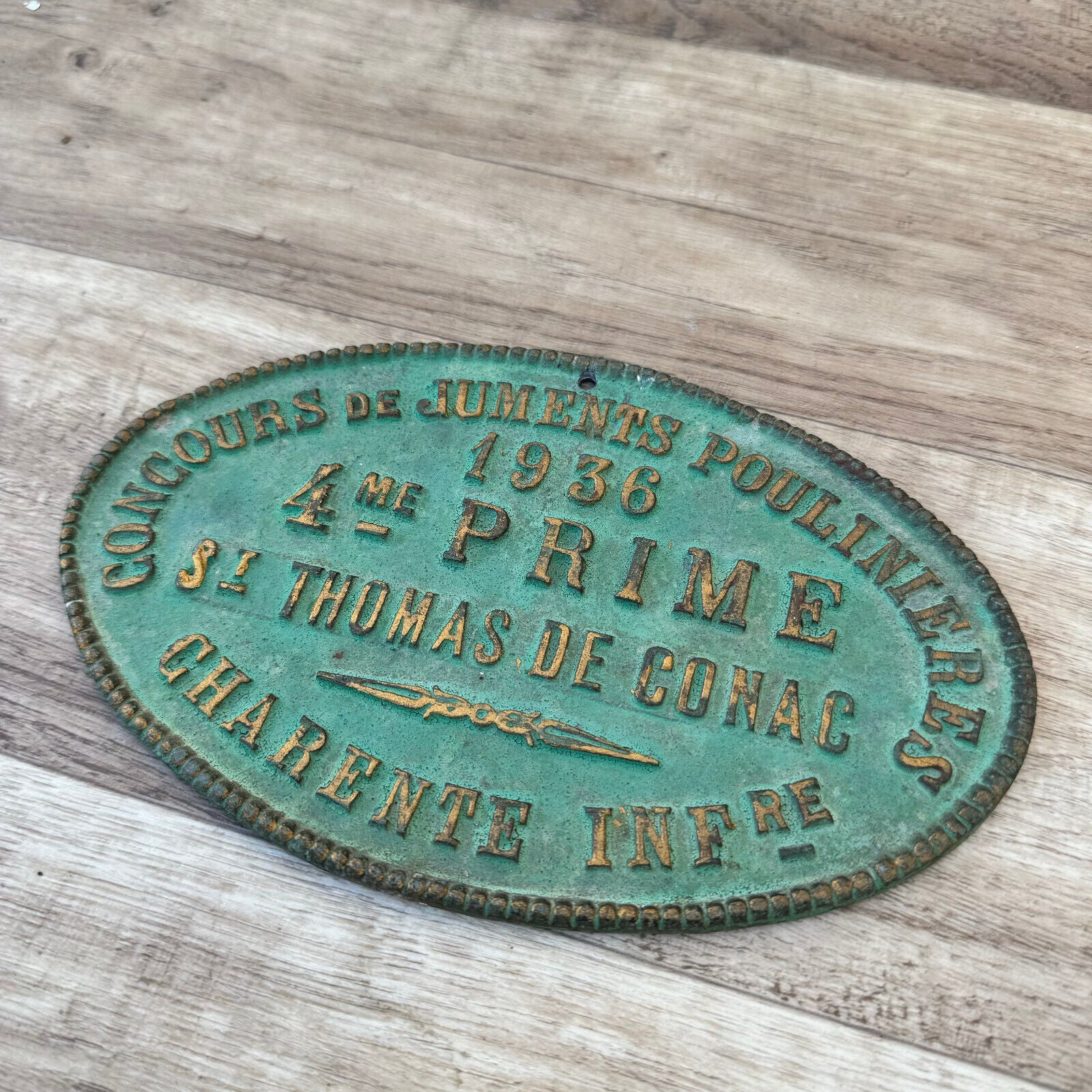 FRENCH VINTAGE AGRICULTURE PLAQUE TROPHY AWARD ANIMALS PRIZE SIGN 1936 1904248 - Fleamarketfrance