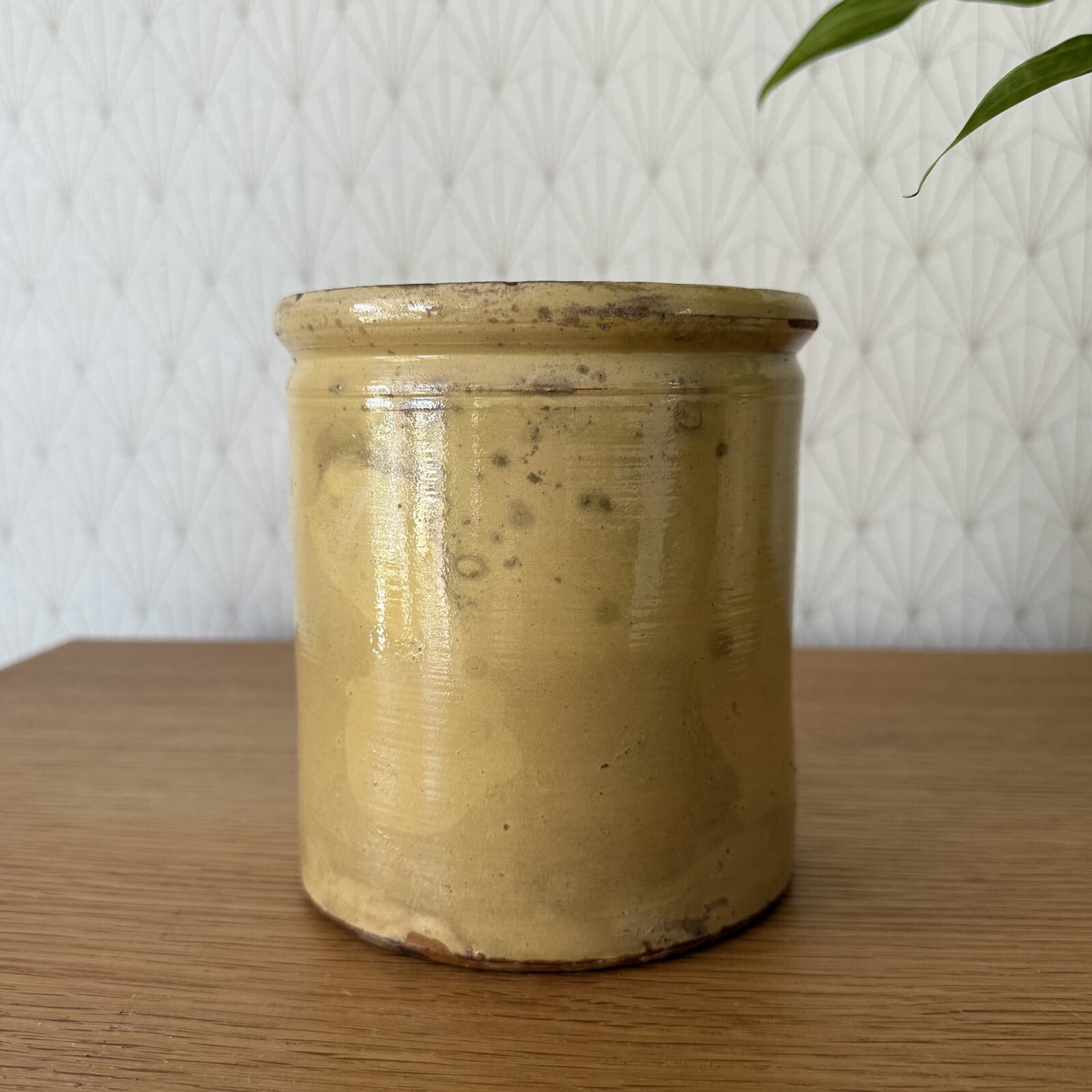 HANDMADE GLAZED YELLOW ANTIQUE FRENCH CONFIT JAM POT SMALL TERRACOTTA 2904252