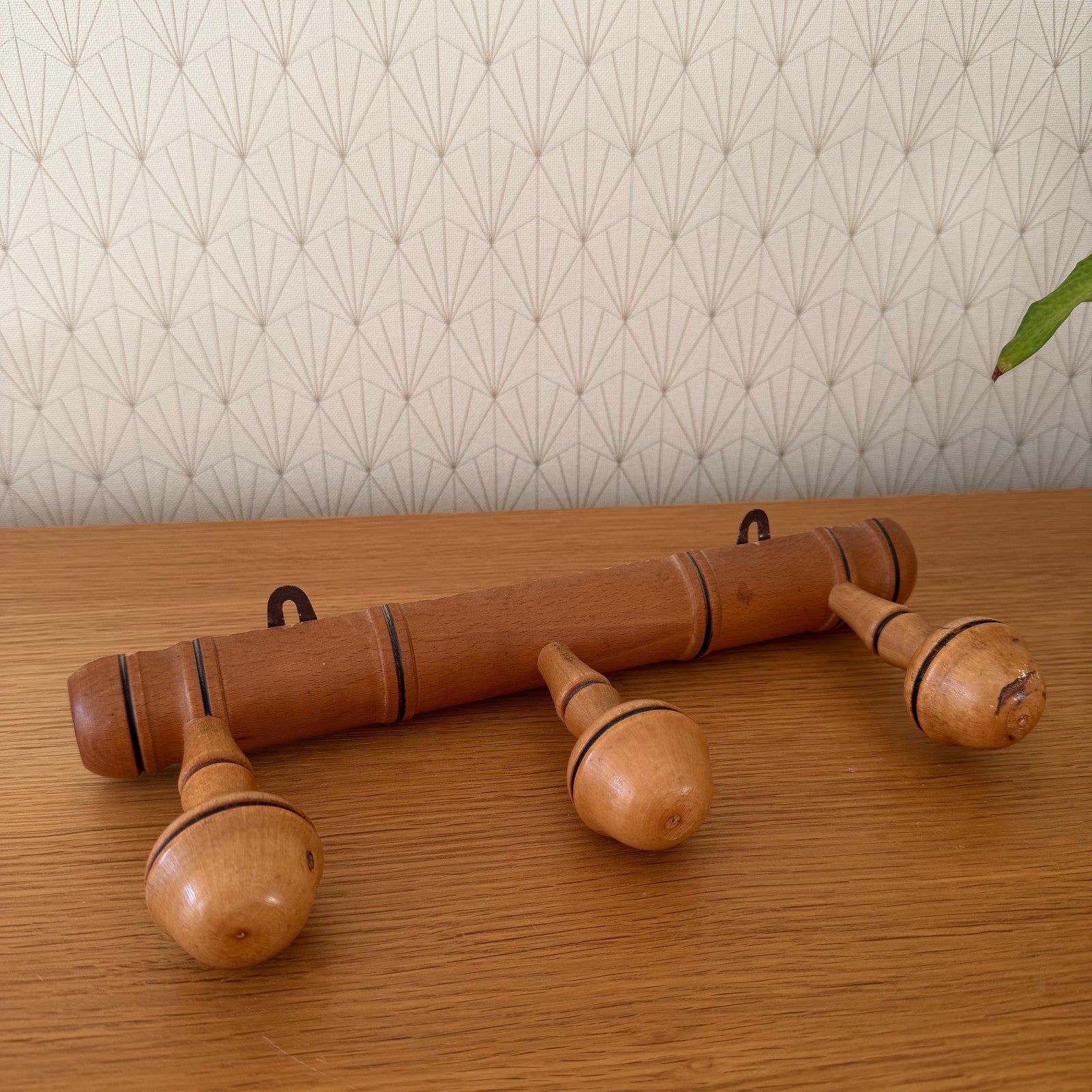 Antique French Coat Hook Hat 3 Pegs Hanger Faux Bamboo rack 0101268 Unbranded