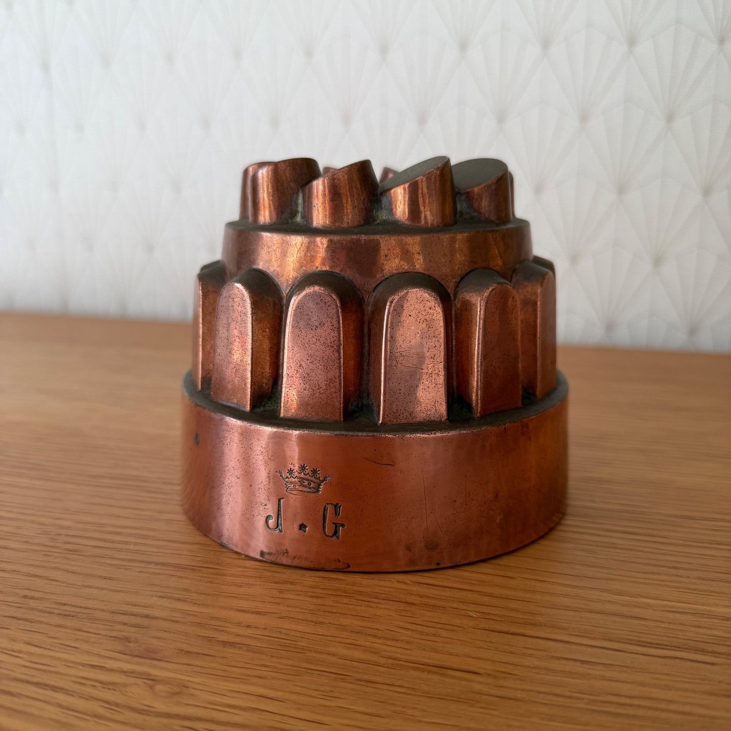 French Copper Bundt Mold Vintage Tin Lined Cake Pan 11" Fluted 07122310 Unbranded