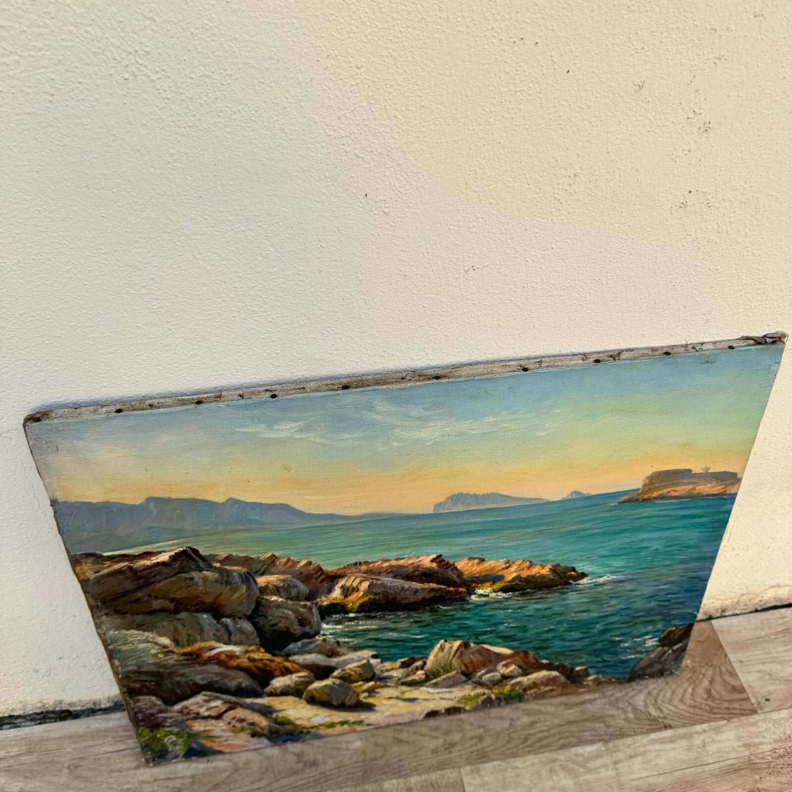 French Coastal Oil Painting Provence Riviera Seascape Signed 07062412 Fleamarketfrance