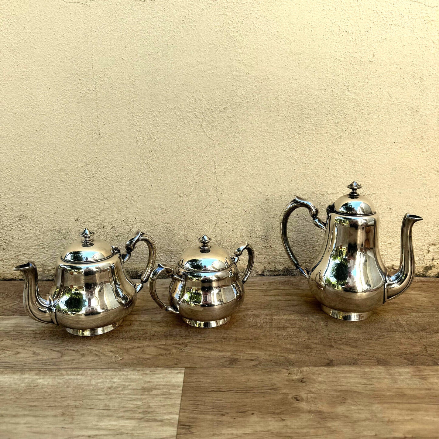 Christofle 3 Pc Silverplated Tea & Coffee Set Lidded Sugar & Creamer 02082423 - Fleamarketfrance