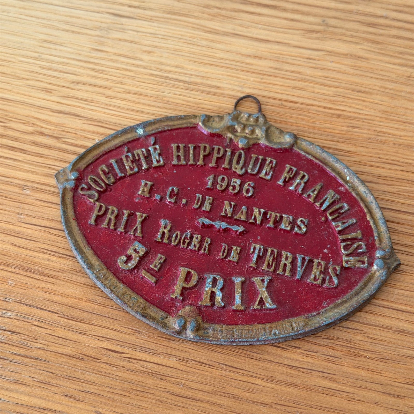 French Equestrian Trophy 1956 Agricultural Prize Plaque Vintage 1212257 Fleamarketfrance : French vintage and antique decor