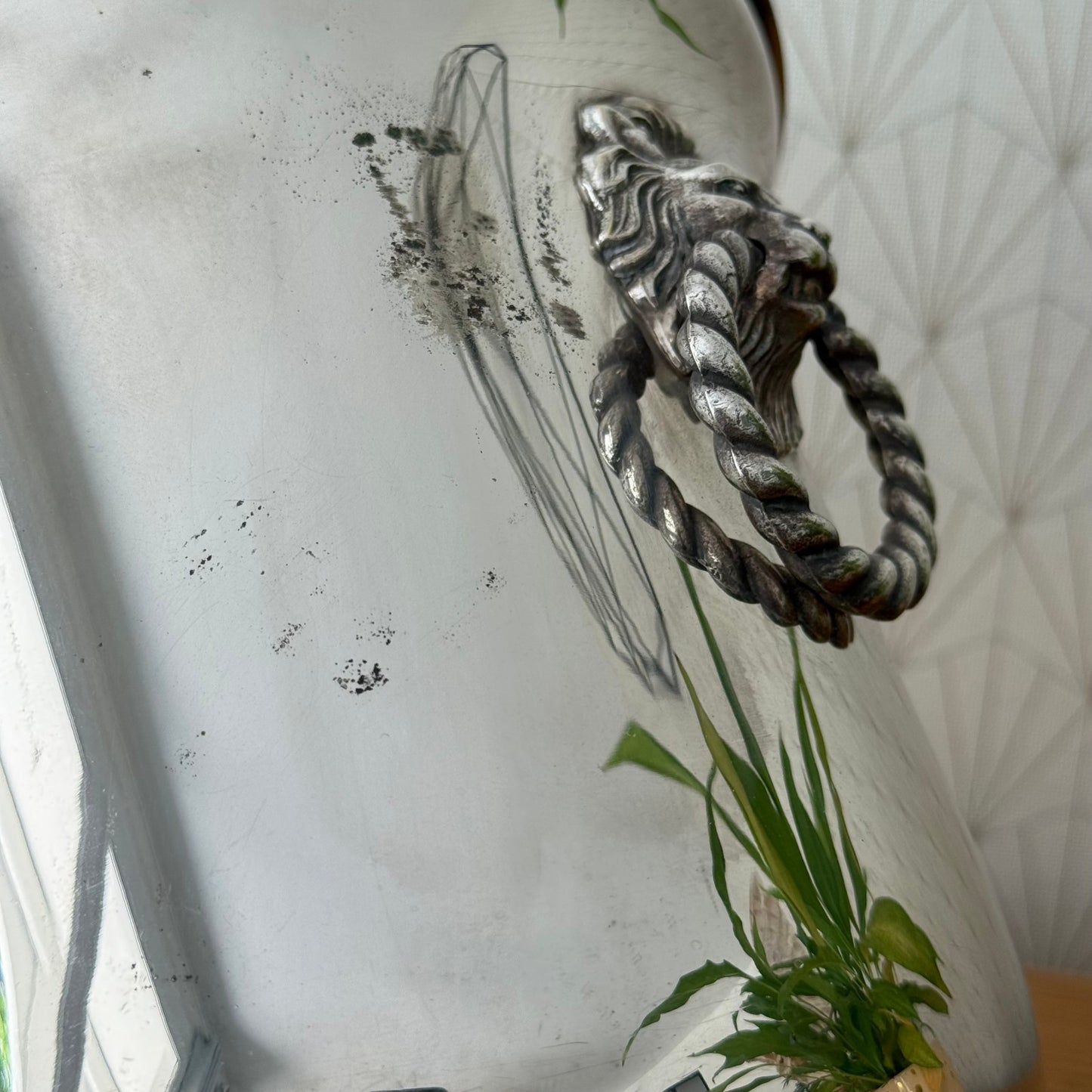 Vintage French Champagne Silverplate Ice Bucket Cooler Lion Head Handles 1907256