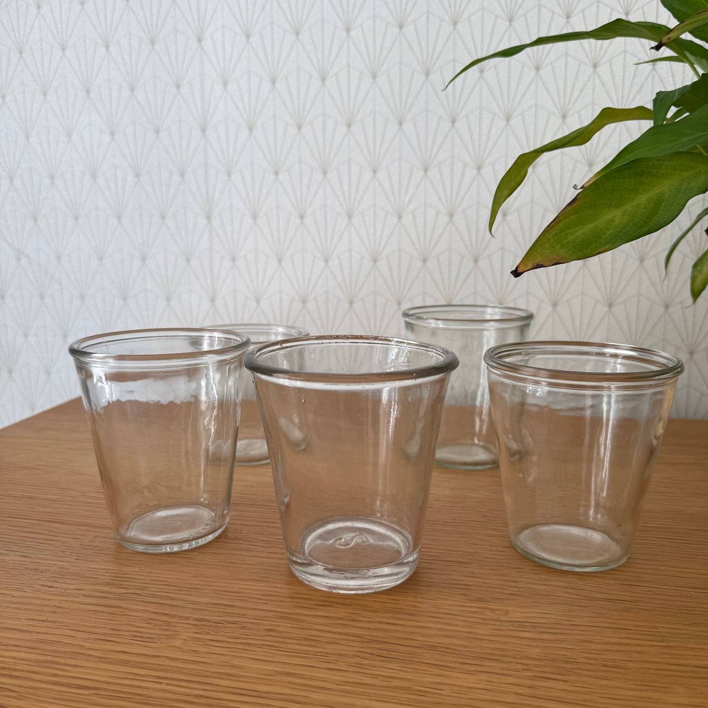 5 Vintage French Glass Jam Jelly Jar Pot Preserving Glass 2608256