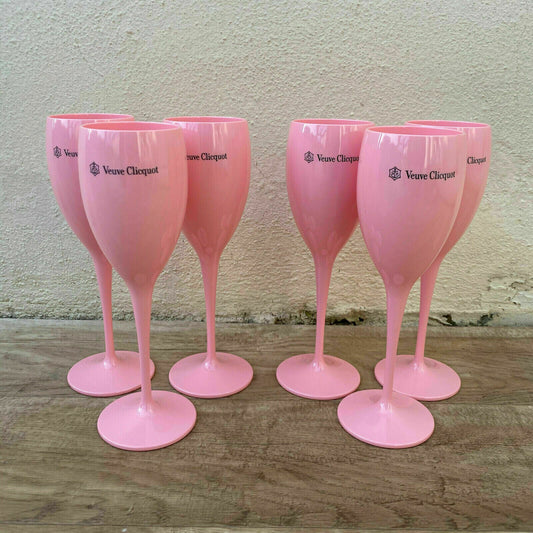 6 x Veuve Cliquot Clicquot Rose Glasses Flutes Cup Ice Champagne 0309241 - Fleamarketfrance