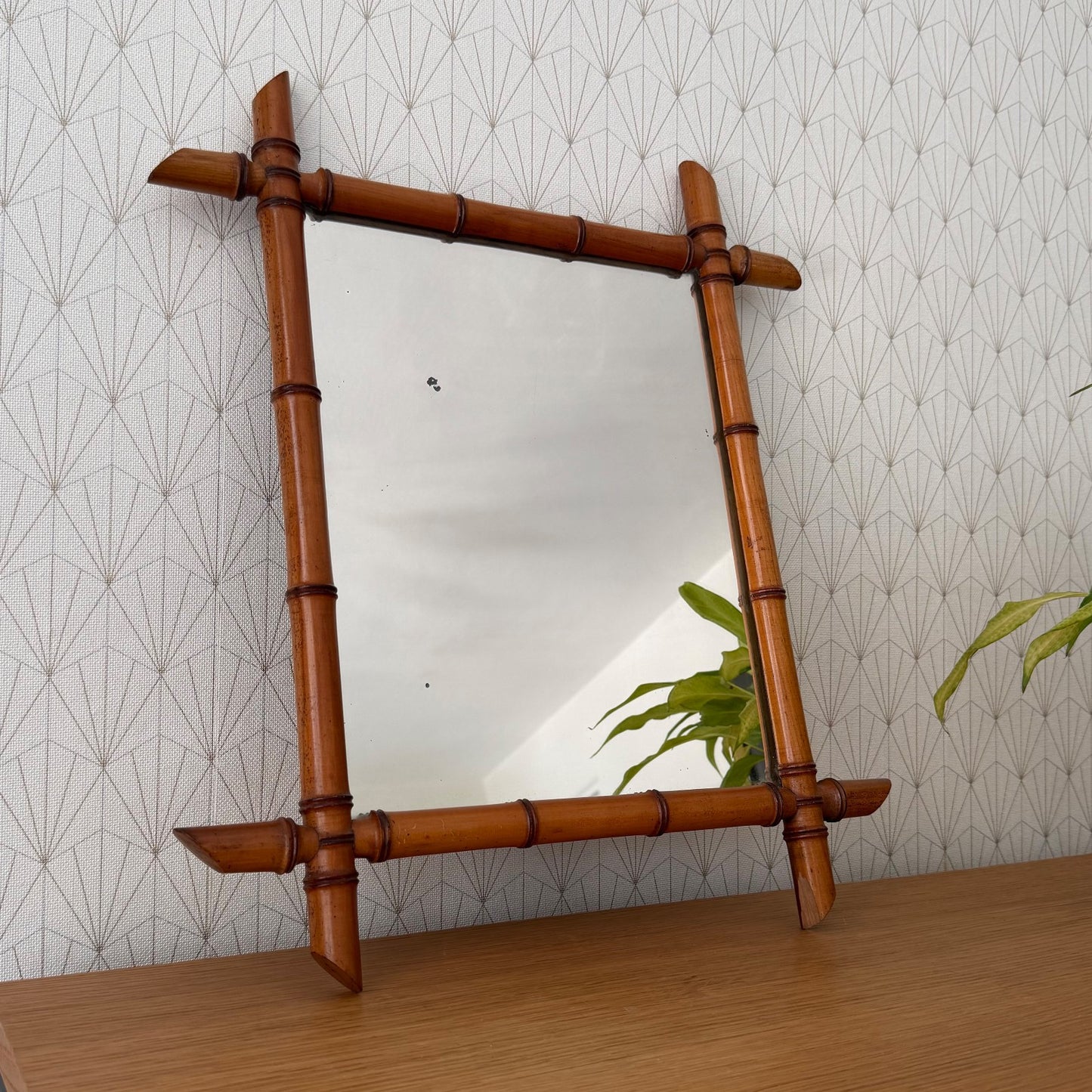 Vintage French Faux Bamboo Wall Mirror Wood Frame 1906262 Fleamarketfrance