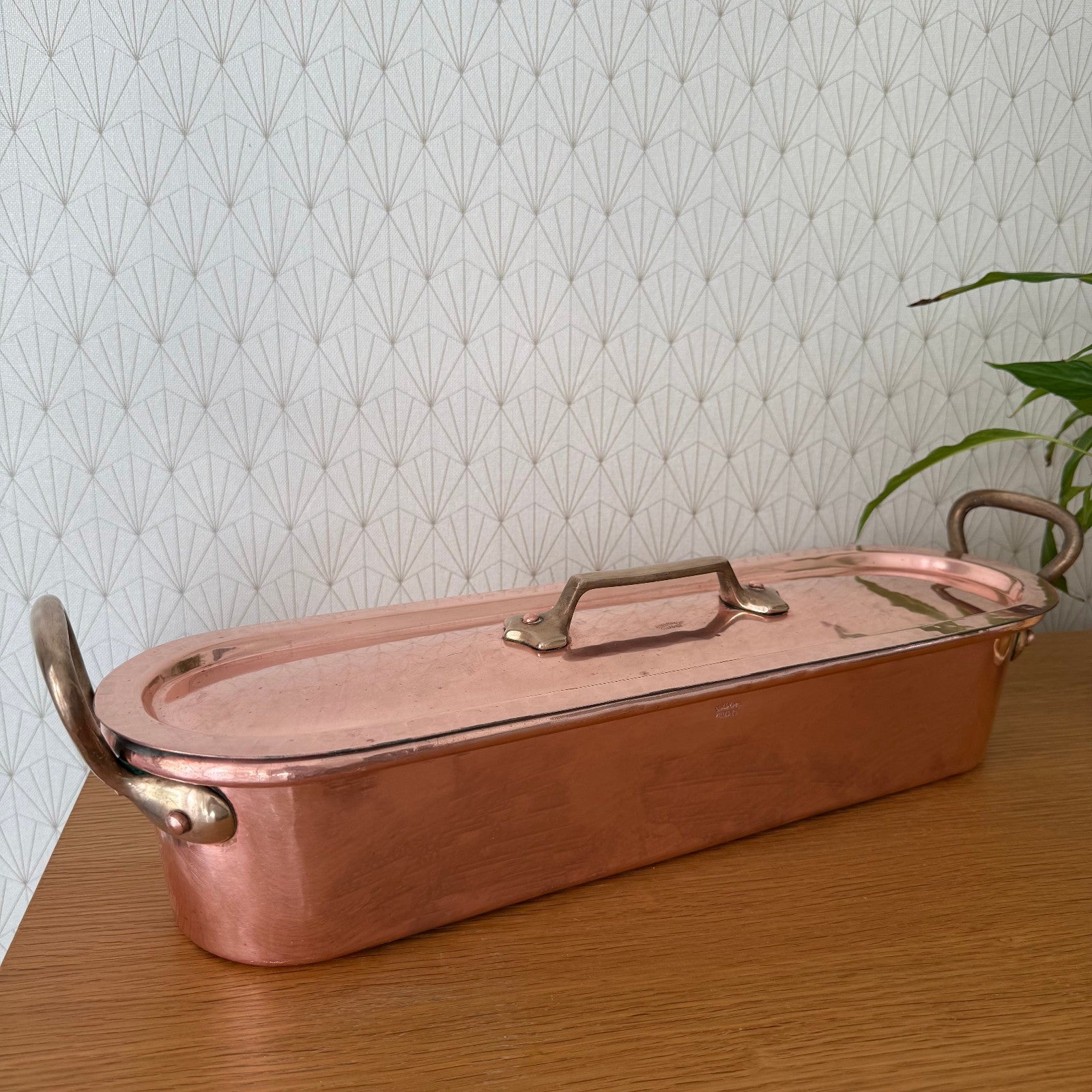 French Copper Fish Kettle Poacher Villedieu Brass Handles Vintage 1209254 Fleamarketfrance : French vintage and antique decor