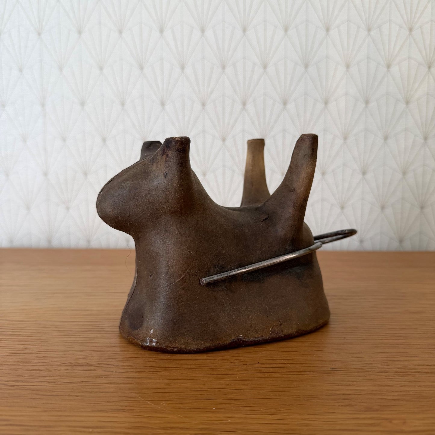 French Easter Lamb Mold Glazed Terracotta Vintage Pottery 10062615