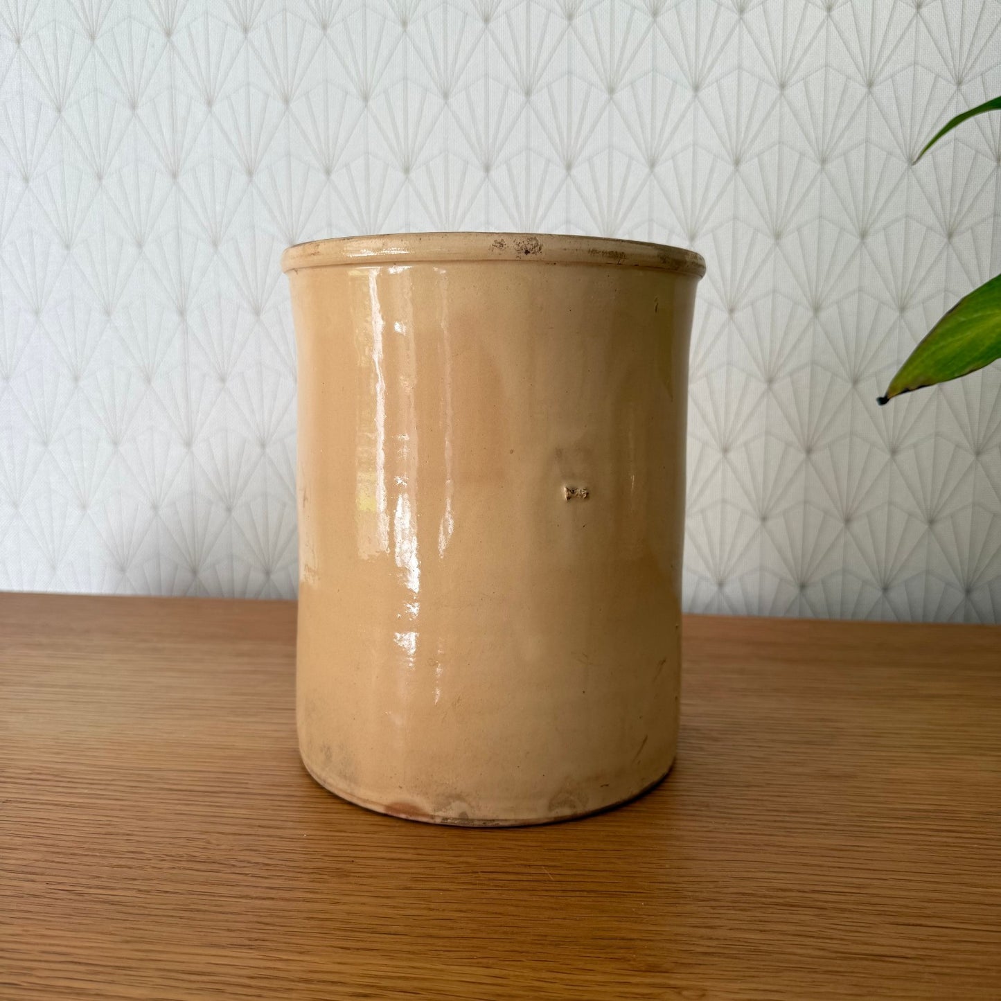 Antique French Jam Pot Yellow Glazed Terracotta Pottery Jar 0809251 Unmarked
