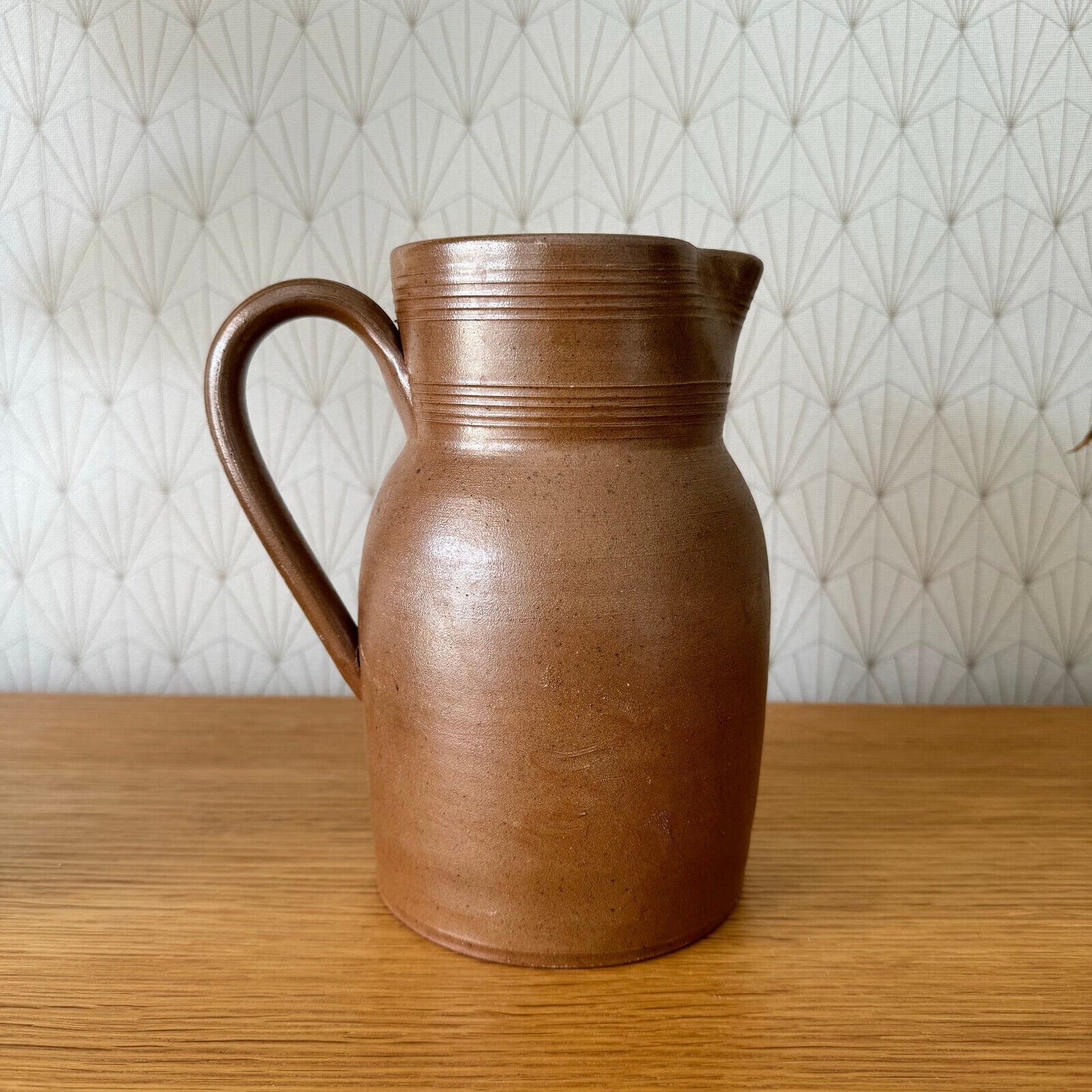 French VINTAGE STONEWARE brown pitcher 0808243 - Fleamarketfrance