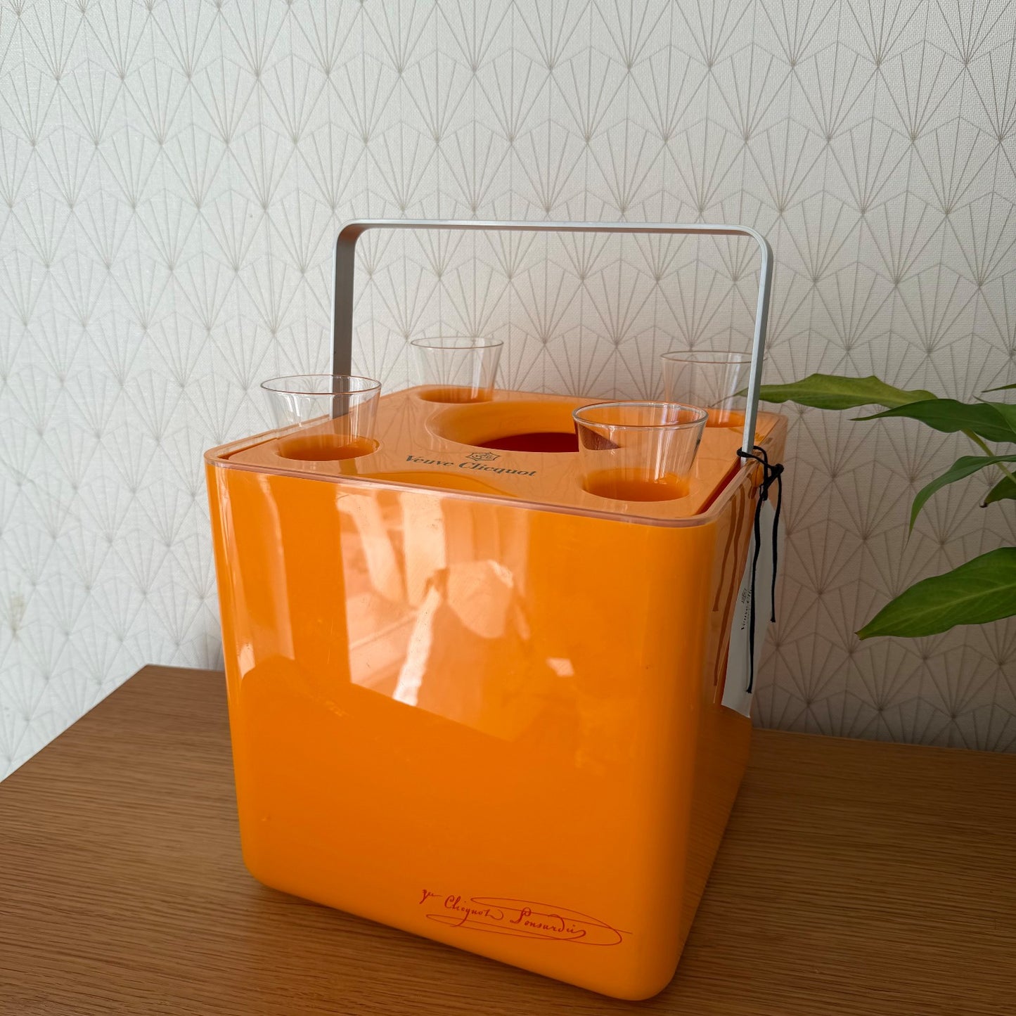 Vintage Veuve Clicquot Orange Champagne Carrier Picnic Set 4 Flutes 2803264 Veuve Clicquot