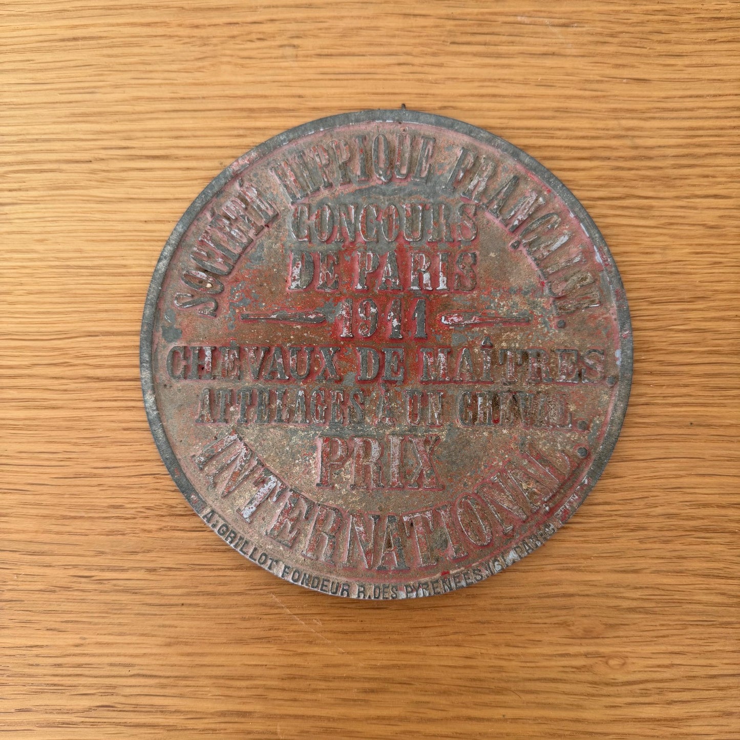 FRENCH VINTAGE AGRICULTURE PLAQUE TROPHY AWARD ANIMALS PRIZE SIGN 1911 0312251