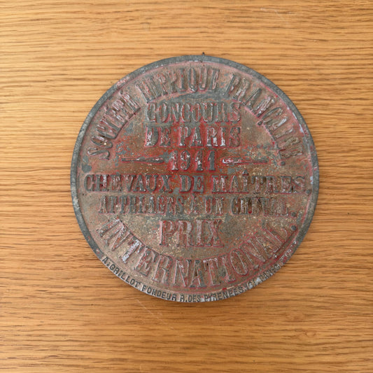 FRENCH VINTAGE AGRICULTURE PLAQUE TROPHY AWARD ANIMALS PRIZE SIGN 1911 0312251