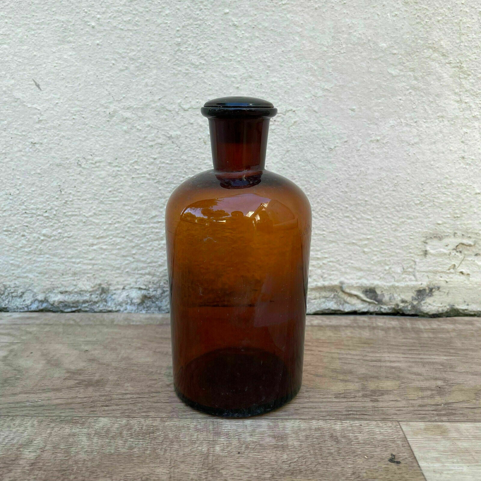 French Apothecary Bottle Amber Glass Cork Stopper Vintage c1930 26072129 Fleamarketfrance