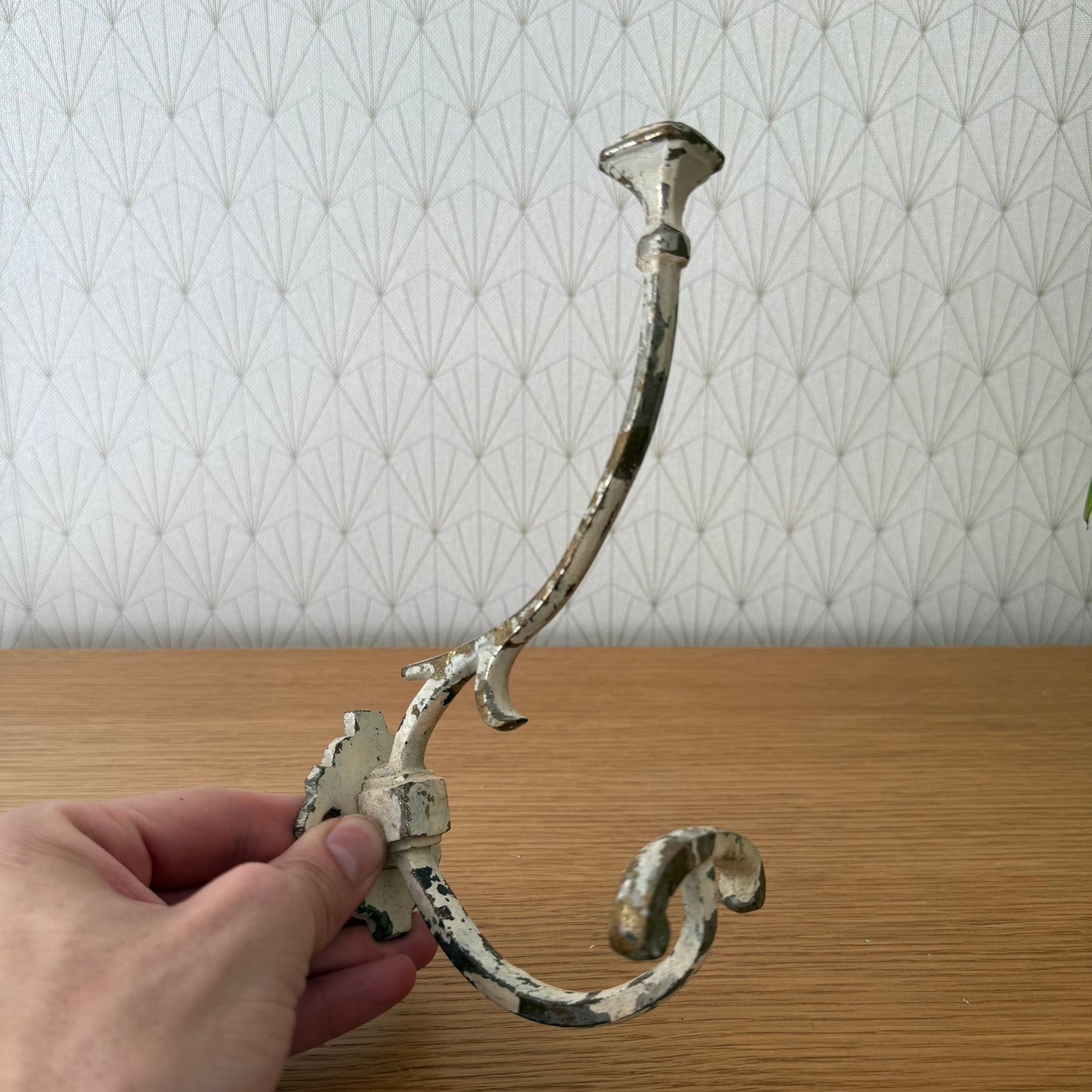 French Wrought Iron Wall Hook Coat Hanger Vintage 1930s Candle 04072515 Unbranded