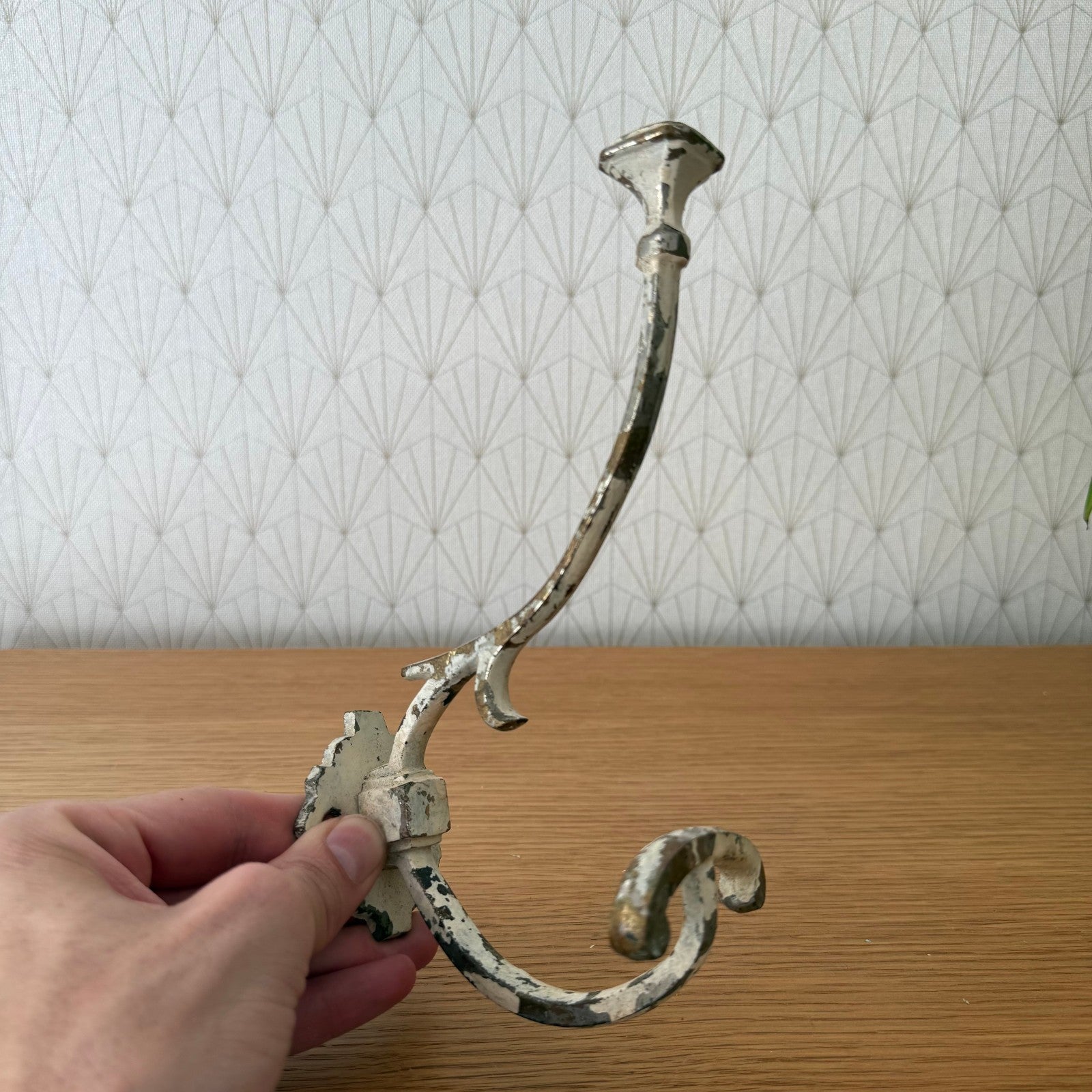 French Wrought Iron Wall Hook Coat Hanger Vintage 1930s Candle 04072515 Unbranded