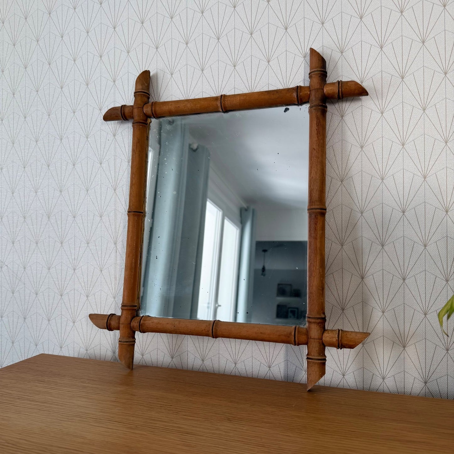 Antique French Faux Bamboo Wall Mirror Wood Frame 01072618 Fleamarketfrance